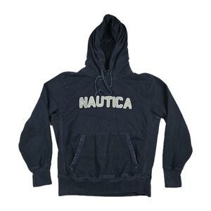 Nautica Y2K Spell‎ Out Women's Size Large Navy Blue Pullover Hoodie